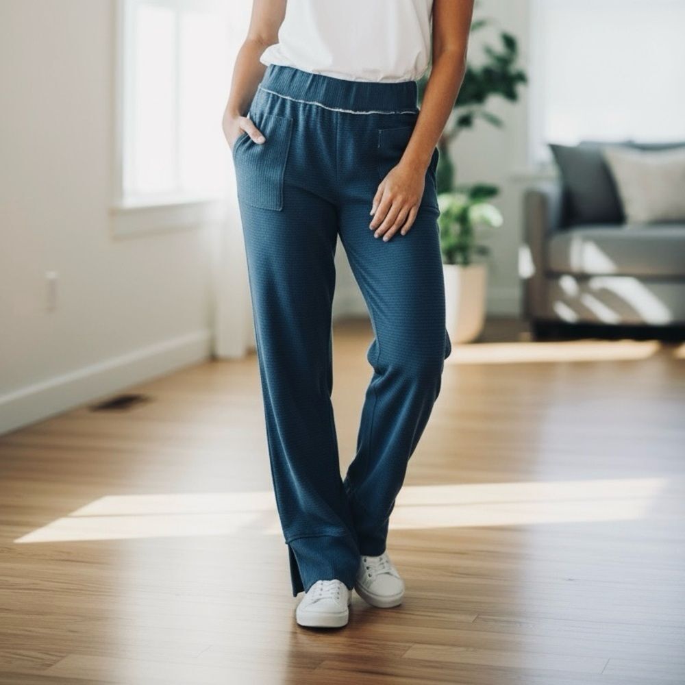 Anthropologie Hello Nite Women’s Lounge pant | Dark Blue Textured Jogger NWT S.
